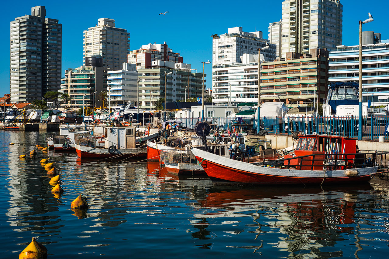 Vista da marina de Punta del Este no Uruguai